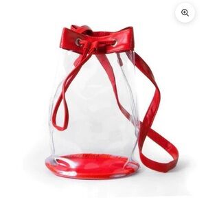 Desden Stadium Approved Clear Bucket Bag Purse - Red Trim